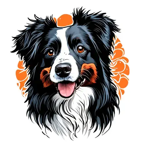 Out Line Of Floppy Border Collie Ears With Nemo In Face Spot