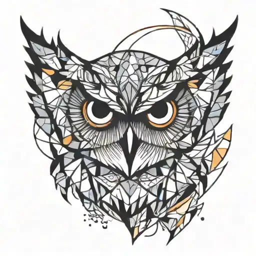 Geometric Owl Mountain Eyes