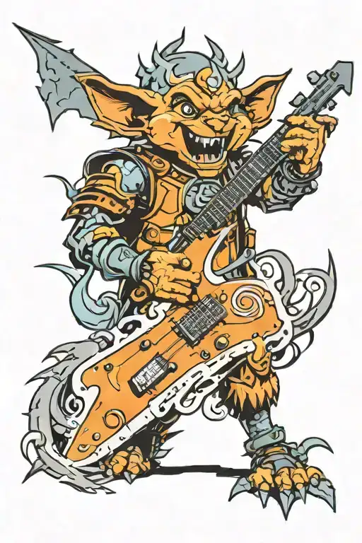 Combine Elements Of Electro Guitar And D&d To Create A Fantasy-themed Tattoo Design