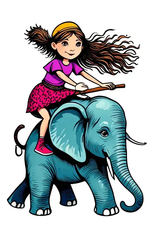 Stick Figure Girl Riding Stick Figure Elephant