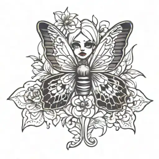 Katya Zamolodchikova With A Moth And Flowers