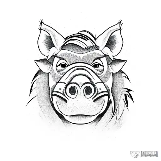 Side View Pumba With Black Outline And Shading