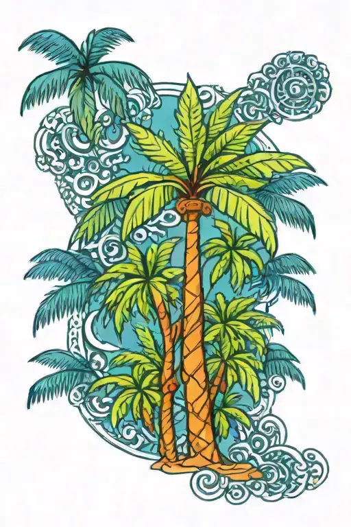 A Majestic Palm Tree With Intricate Patterns And Designs Symbolizing Motherhood