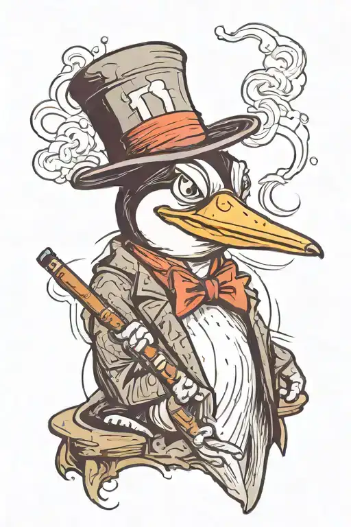 Penguine Smoking A Cigarette With A Hat On