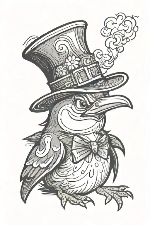 Penguine Huffing With A Hat On