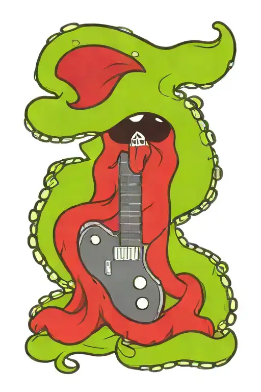 Octopus Driving A Hotrod Wearing A Pirate Hat And Playing Guitar