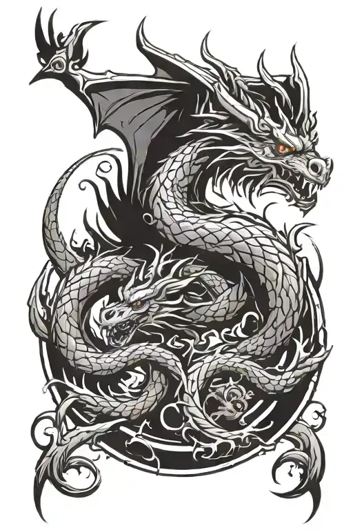 A Fierce Dragon Battling A Phoenix In The Octagon