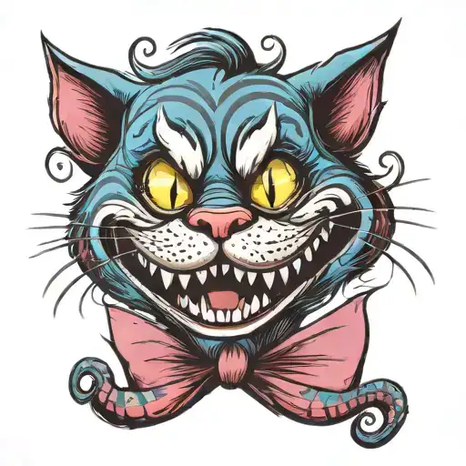 Cheshire Cat Smile We're All Mad Here Text
