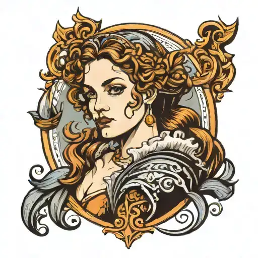 Renaissance Style Portrait Woman Posing