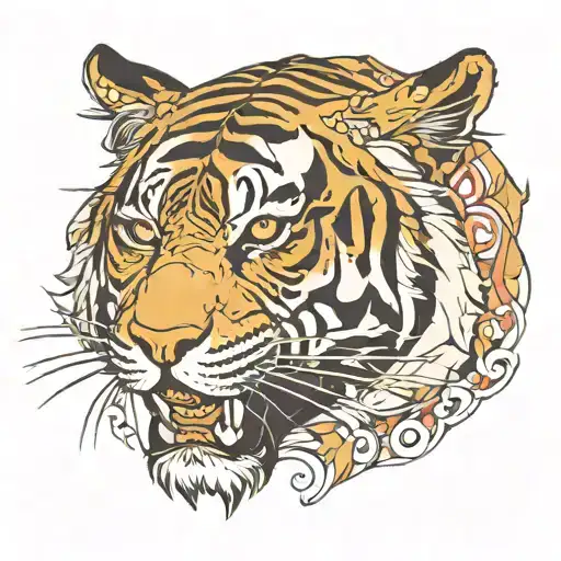 A Tiger With Intricate Patterns Inspired By Flamenco Music