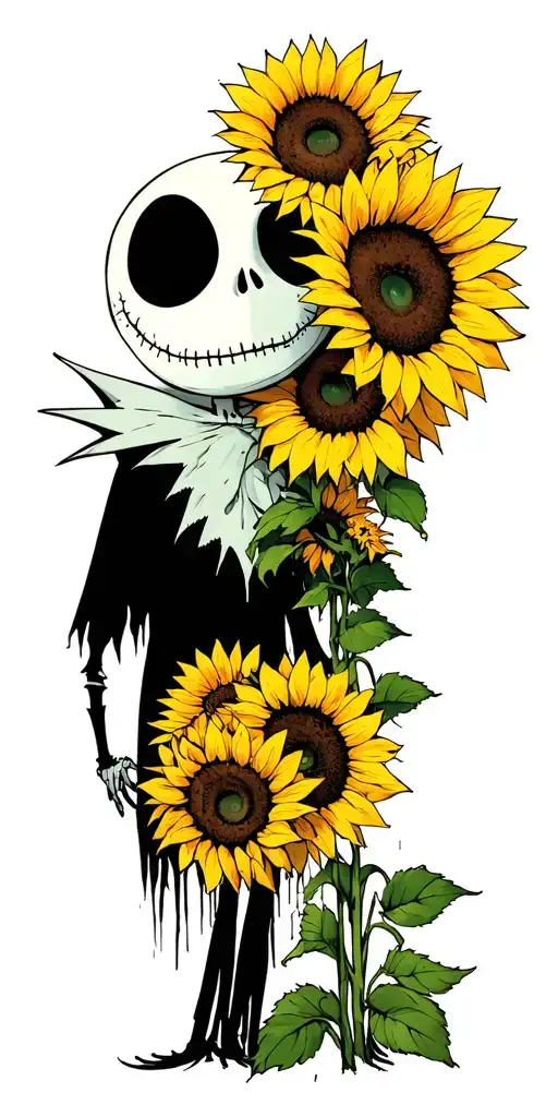 Nightmare Before Christmas Characters With Sunflowers
