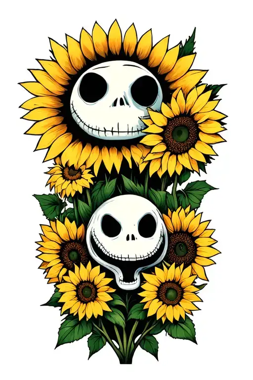 Nightmare Before Christmas Characters With Sunflowers