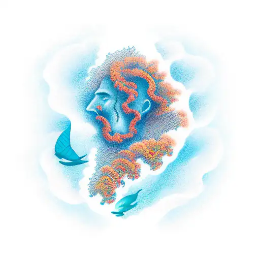 A Mans Silhouette Filled With Ocean