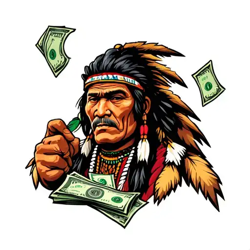Native American Hustler Counting Money