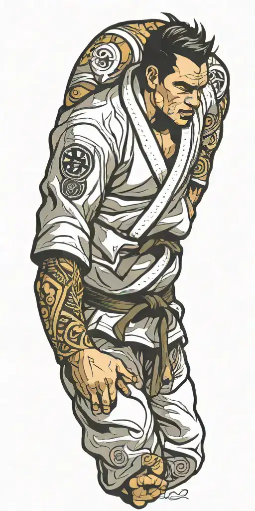 Incorporate A Silhouette Of A Jiu Jitsu Fighter Rolling