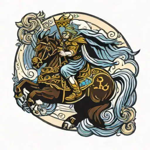 A Mythical Creature Inspired By Greek Mythology Riding The Chariot Tarot Card