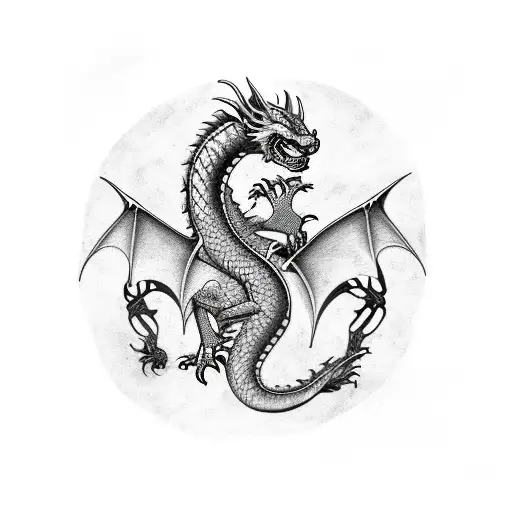 Dragon Biting His Own Tales With Runes Surrounding Him