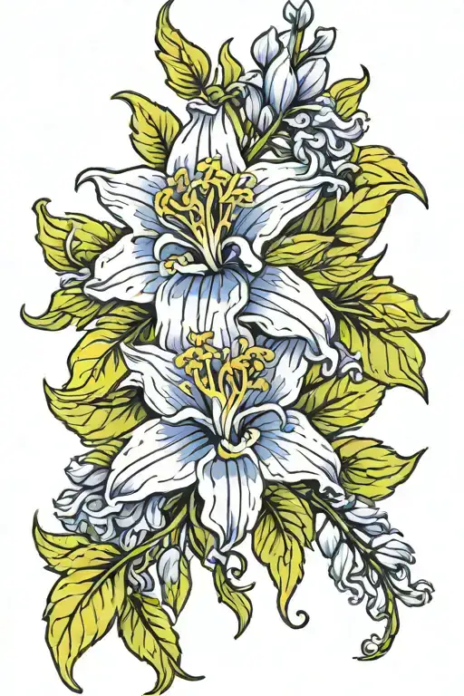 Larkspur Flower With Roman Numerals Intertwined