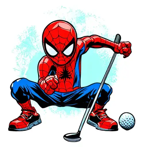 Kid Spiderman Playing Golf Wearing Jordans