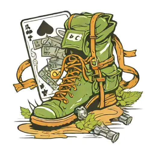 A Deck Of Playing Cards With Hiking Boots And A Backpack As The Card Backs