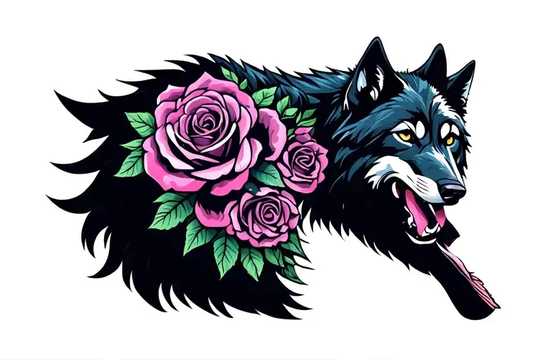 Wolf Blended By Roses