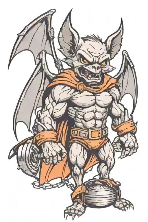 A Fierce Bat With Gym Equipment As Its Wings
