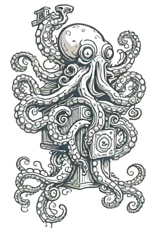 Octopus Climbing Out Of Jack In The Box