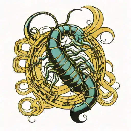 A New-school Design Of A Scorpio Symbol Intertwined With Musical Notes