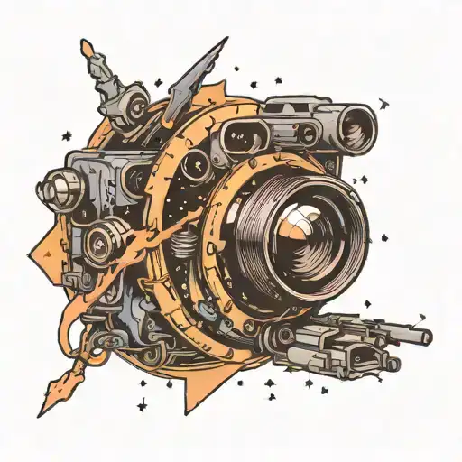 A New-school Design Of A Camera Lens Morphing Into A Galaxy With Stars And Planets