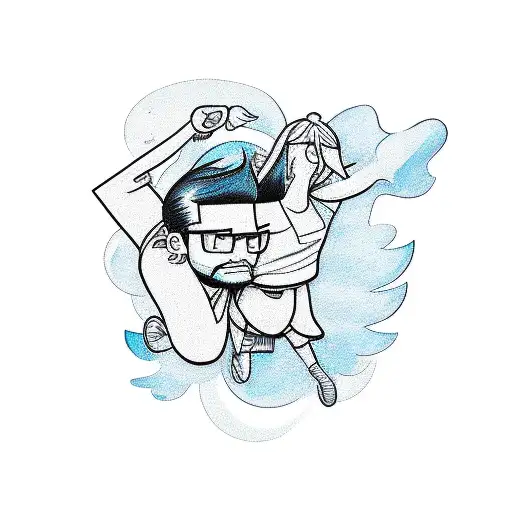 A Tattoo Of A Brother And Sister Connected By A Cartoon Character