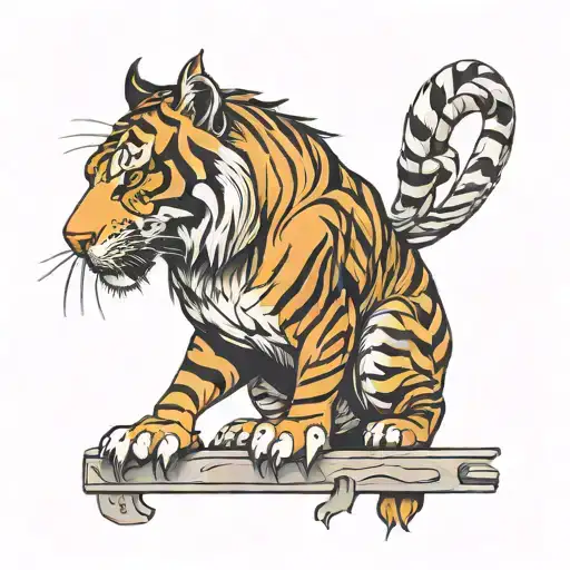 Tiger Stripped Crow Perched