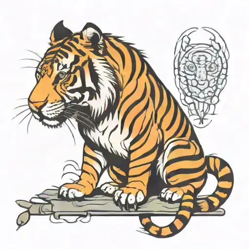 Tiger Stripped Crow Perched