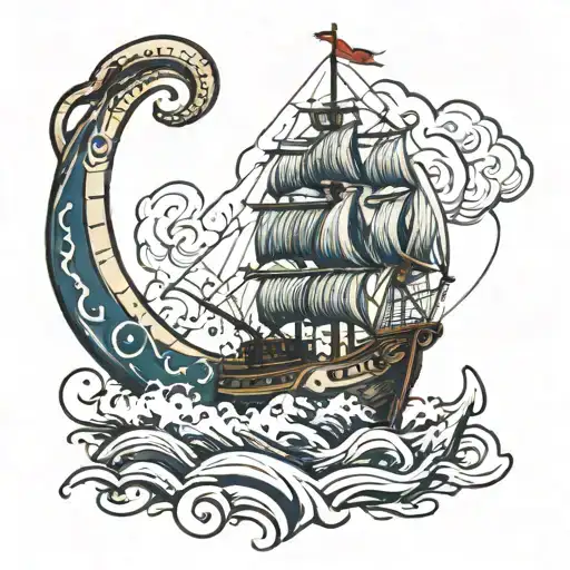 A Ship With An Anchor And A Rope