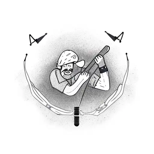 Man With Short Hair And Short Beard Playing Guitar And Passionate About Hiking And Archery