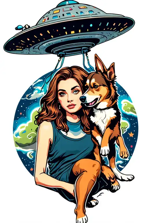 Woman And Dog Pulled Into A Ufo