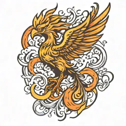 Phoenix Rising From Fire Flames Left Arm Sleeve