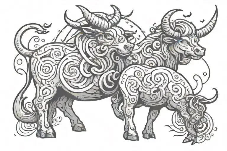 A Celestial Themed Tattoo Representing The Bond Between A Taurus Mother And Son