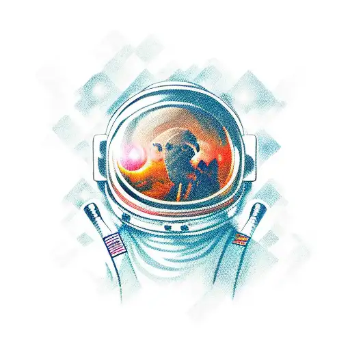 An Astronaut With An Antler In Space