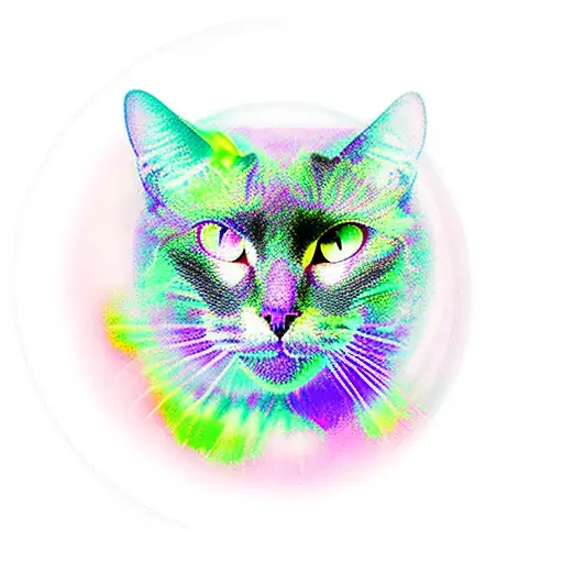 Black Cat With Aurora Borealis Inside Crystal Ball