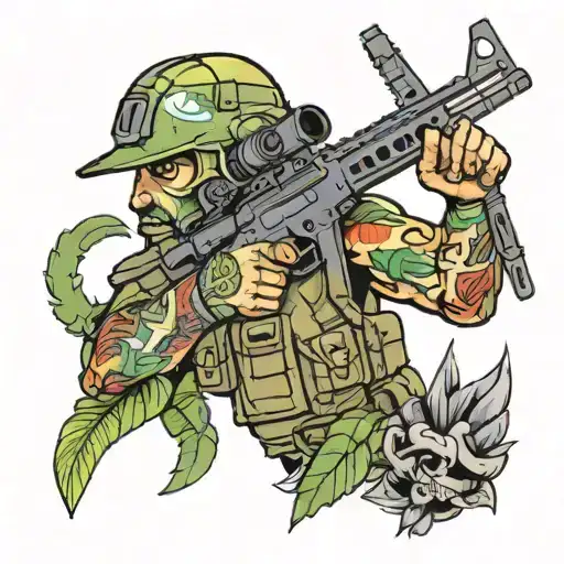A Call Of Duty Themed Tattoo With A Tropical Hawaiian Twist