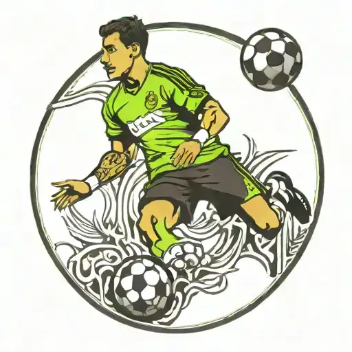 Combine The Santos Fc Crest With A Blackwork Illustration Of A Soccer Player Scoring A Goal