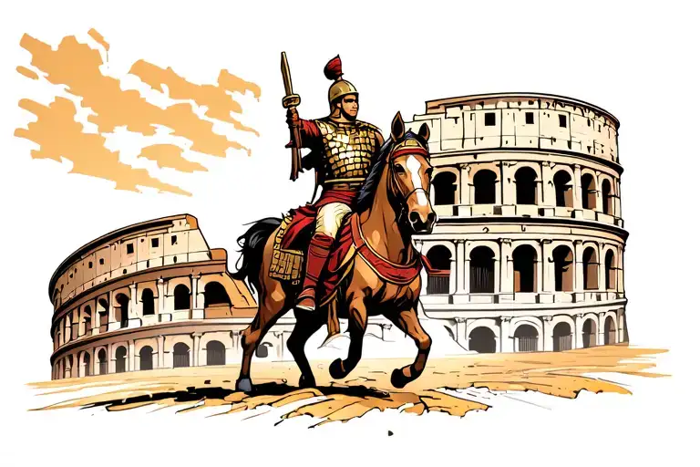 Colosseum With A Gladiator On A Horse
