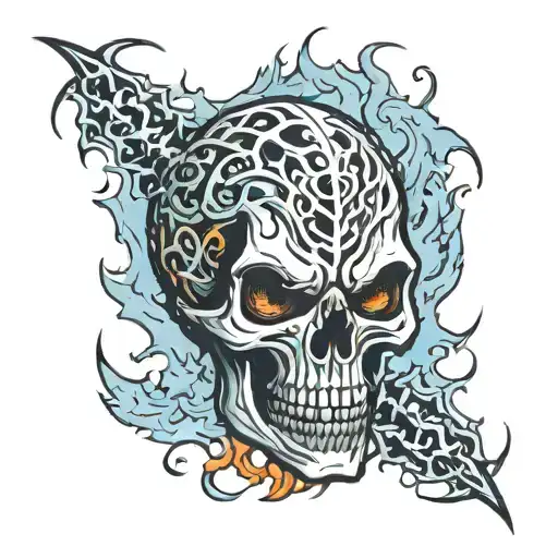 A Vortex Of Fire Forming Into The Shape Of A Demonic Skull