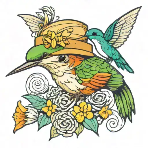 Hummingbird Wearing Fishing Hat