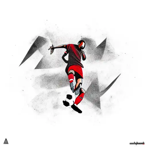 A Minimalist Tattoo Of Travis Scott Performing On A Soccer Pitch