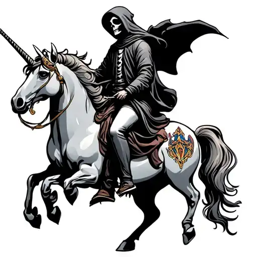 Grim Reaper Riding A Unicorn
