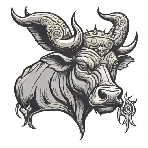Half A Bull Face With 08 And A Crown Hanging