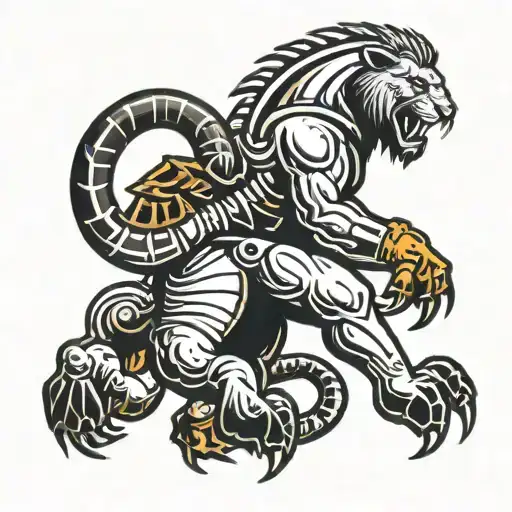 A Scorpion Playing A Sport With A Lion Referee