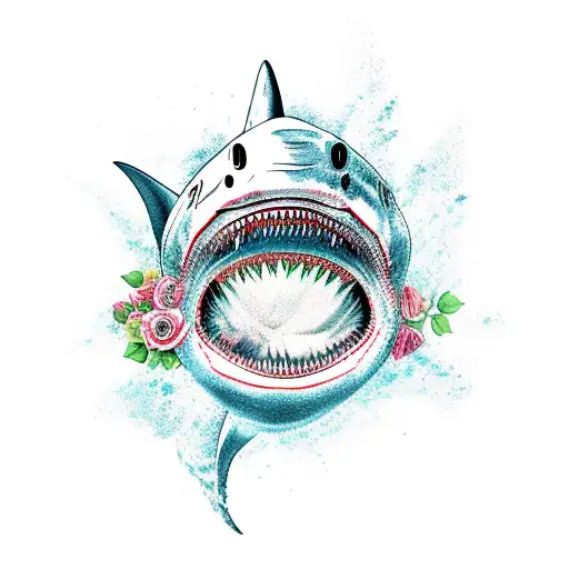Shark With Roses And Looks Scary