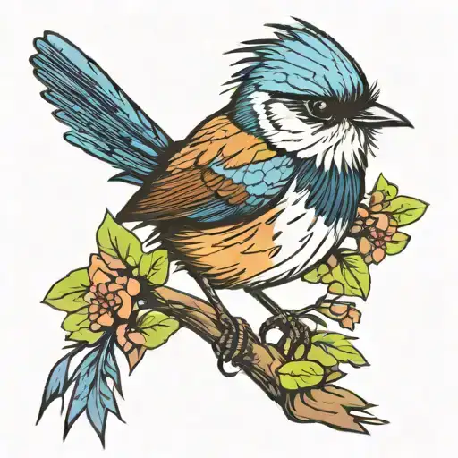 Fairy Wren Bird Sitting